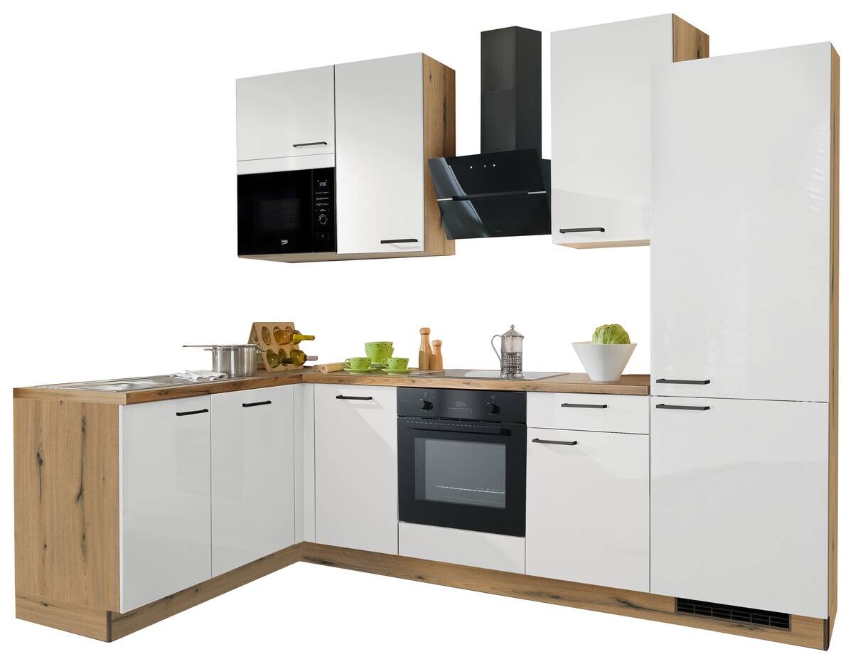 Express Winkelküche Star weiß Hochglanz B/L: ca. 285x175 cm