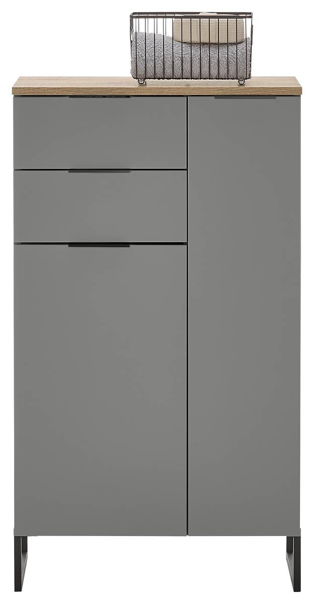 Midischrank Denver grau matt Eiche Evoke Coast Nachbildung B/H/T: ca. 60x106x32 cm