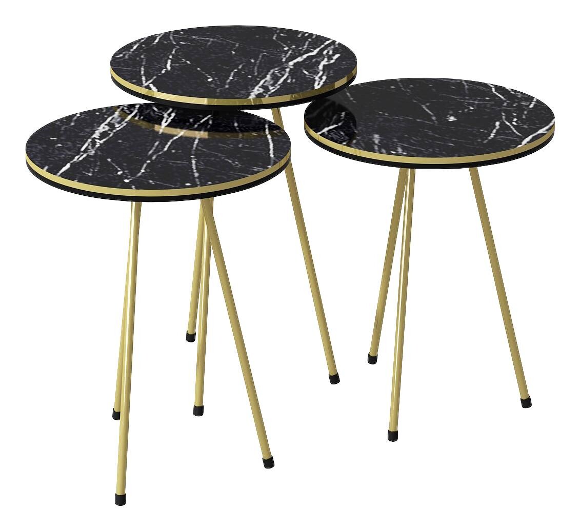Beistelltisch 3er-Set. 21716146 schwarz Marmoroptik B/H/T: ca. 38x53,5x38 cm