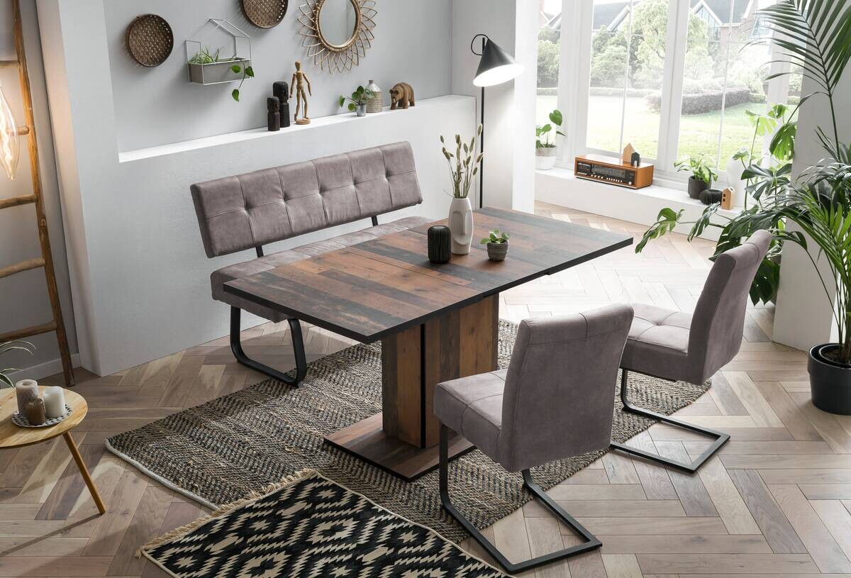 Essgruppe Luise II grau Microfaser B/H/T: ca. 160x76x80 cm