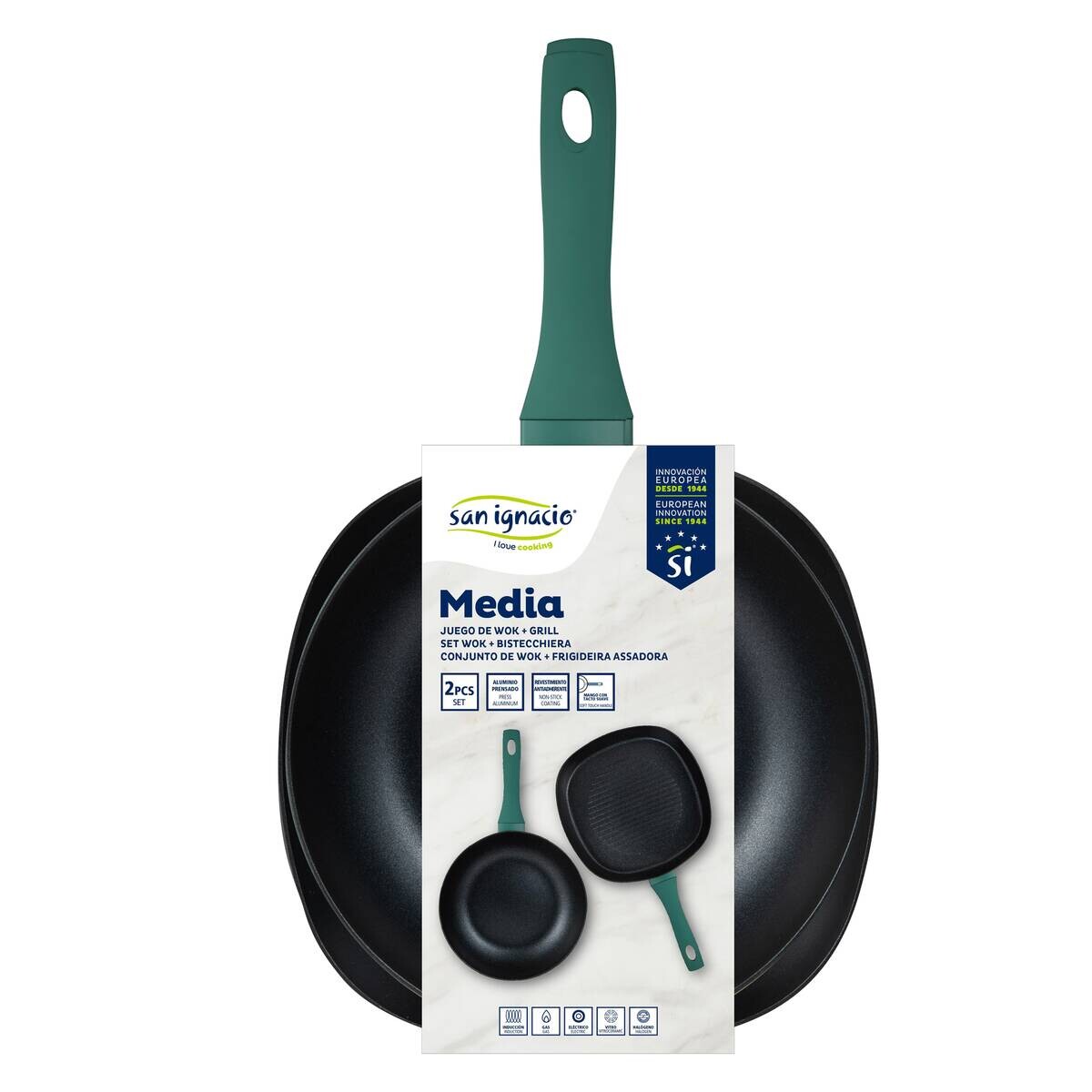 SAN IGNACIO Pfannenset MEDIA grün Aluminium 2 tlg. SAN IGNACIO Pfannenset MEDIA grün Aluminium 2 tlg.