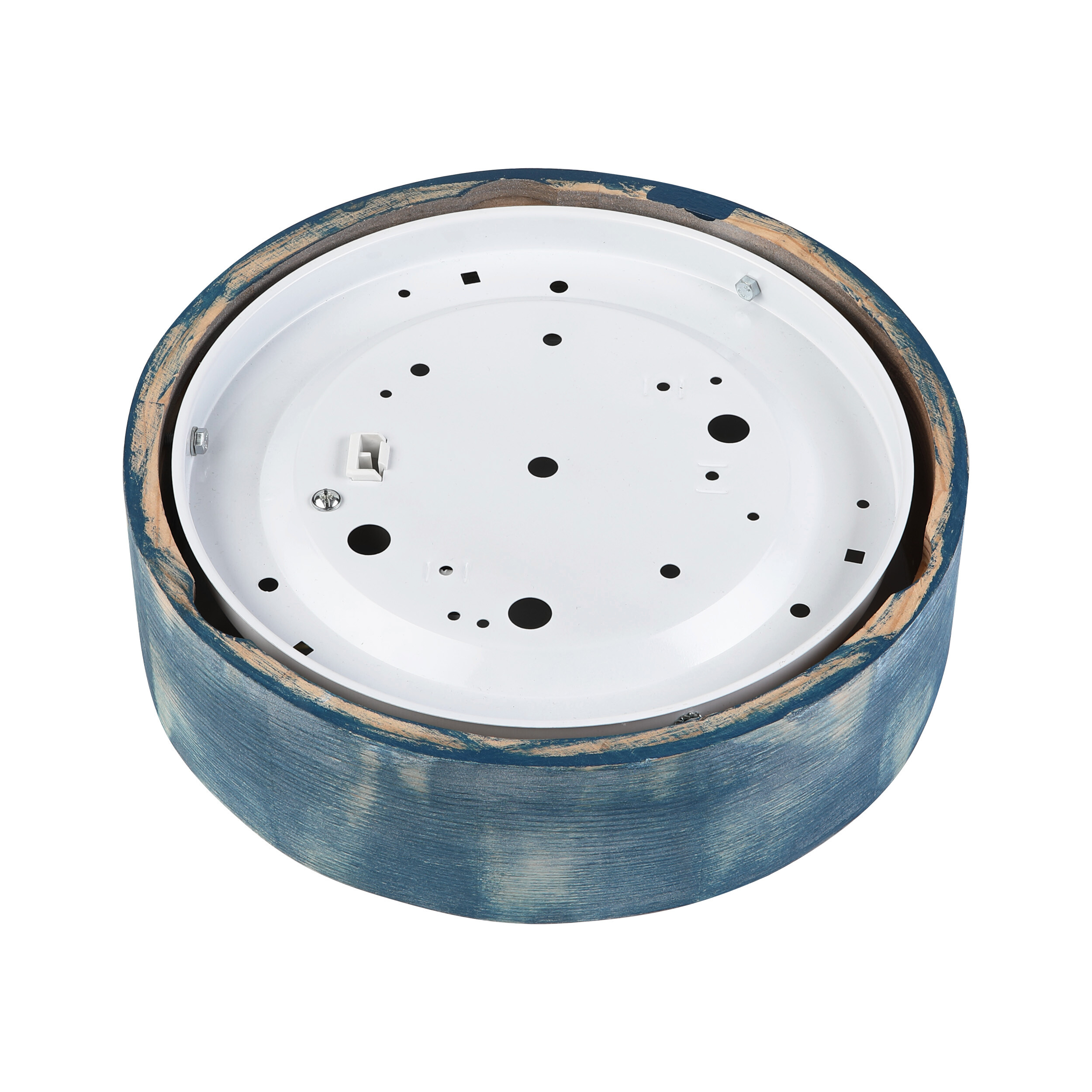 Lamkur Deckenleuchte hellbraun blau Glas Holz B/H/L: ca. 28x28x10 cm 1 Brennstellen