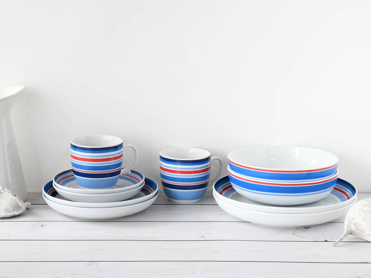 CreaTable Kombiservice Allround - COAST LINE blau Porzellan 10 tlg.