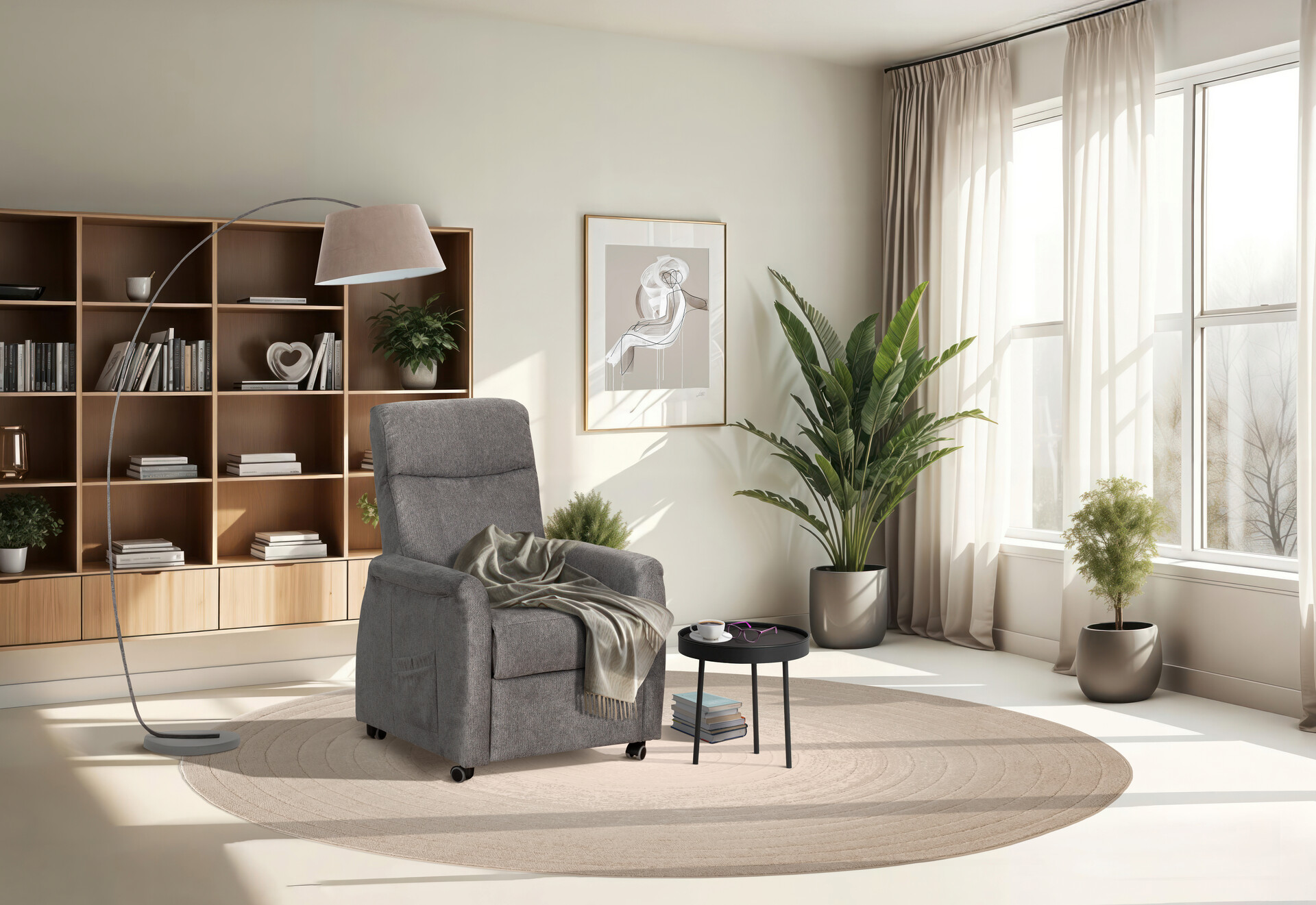 TV-Sessel Bonn hellgrau Microfaser B/H/T: ca. 78x111x94 cm