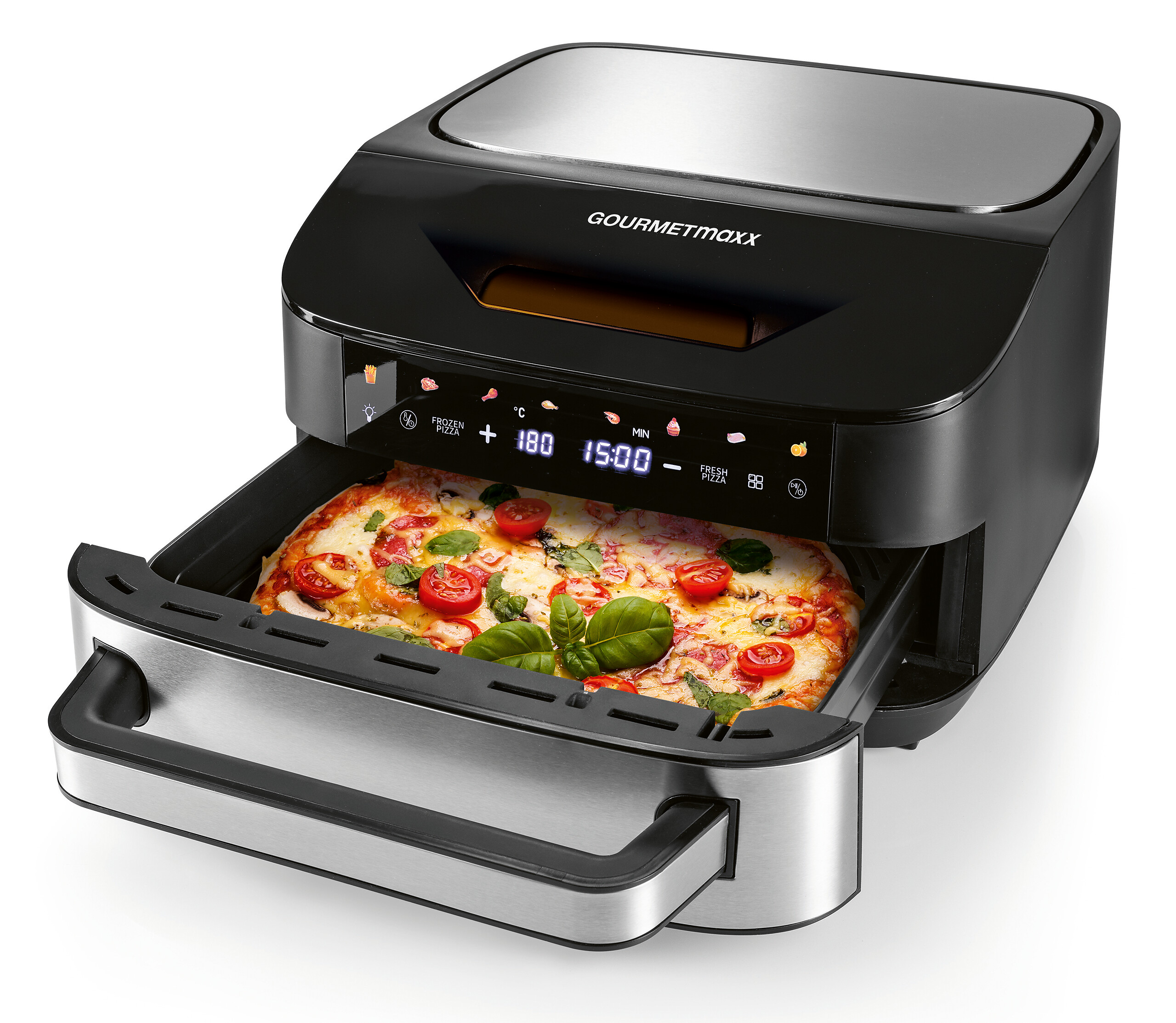 GOURMETmaxx Heißluftfritteuse XXL schwarz Edelstahl B/H/L: ca. 41x24x32,5 cm ca. 7 l