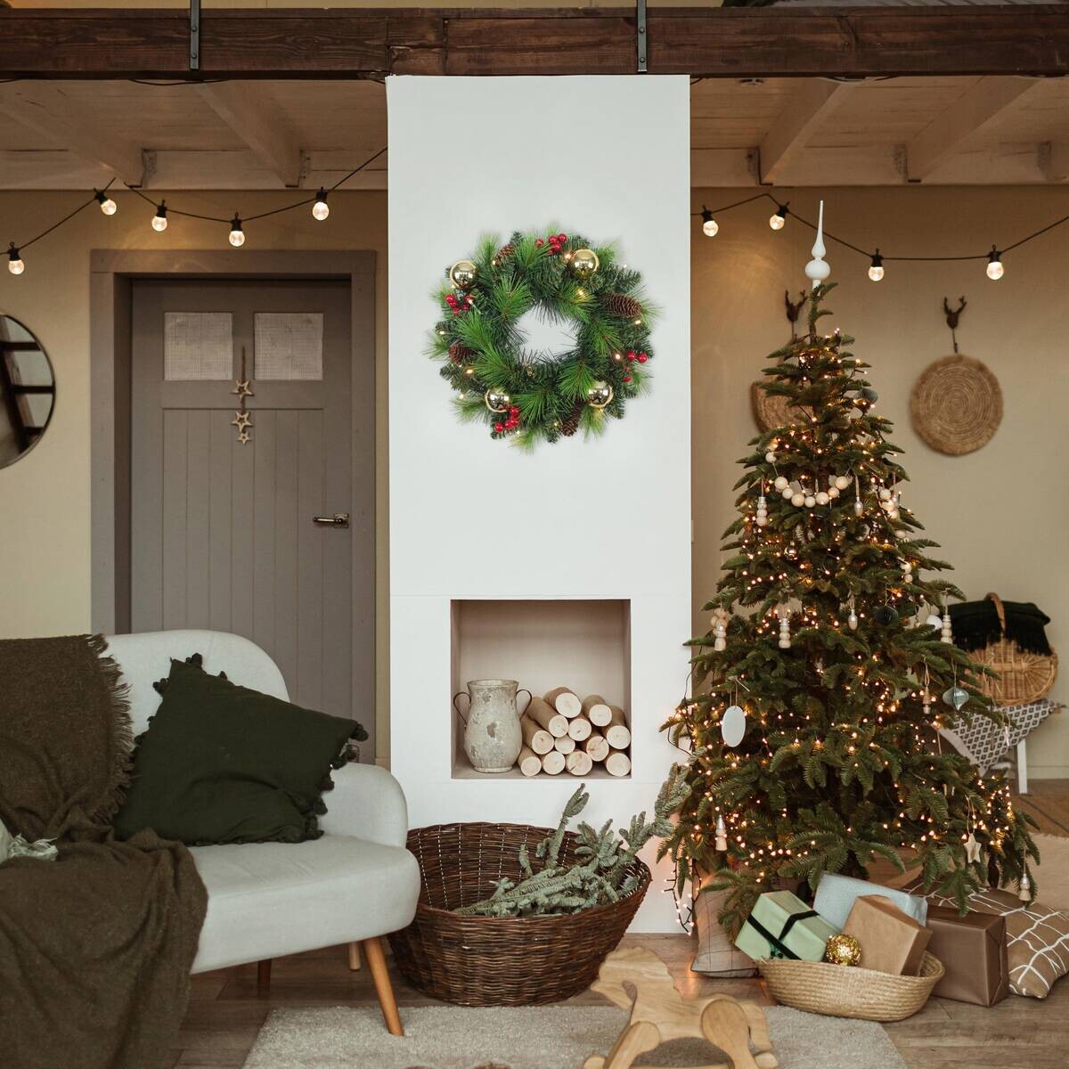 Näve Leuchten LED-Dekoleuchte Noel gold Metall B/H/T: ca. 35x8x35 cm