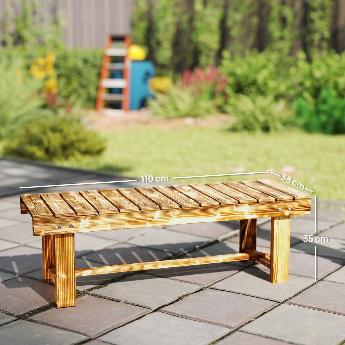 Outsunny Gartenbank braun Holz B/H/L: ca. 38x35x110 cm