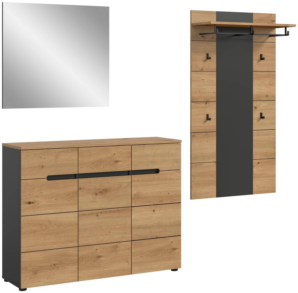 Garderobe Canu basaltgrau Nachbildung Artisan Nachbildung B/H/T: ca. 215x190x37 cm