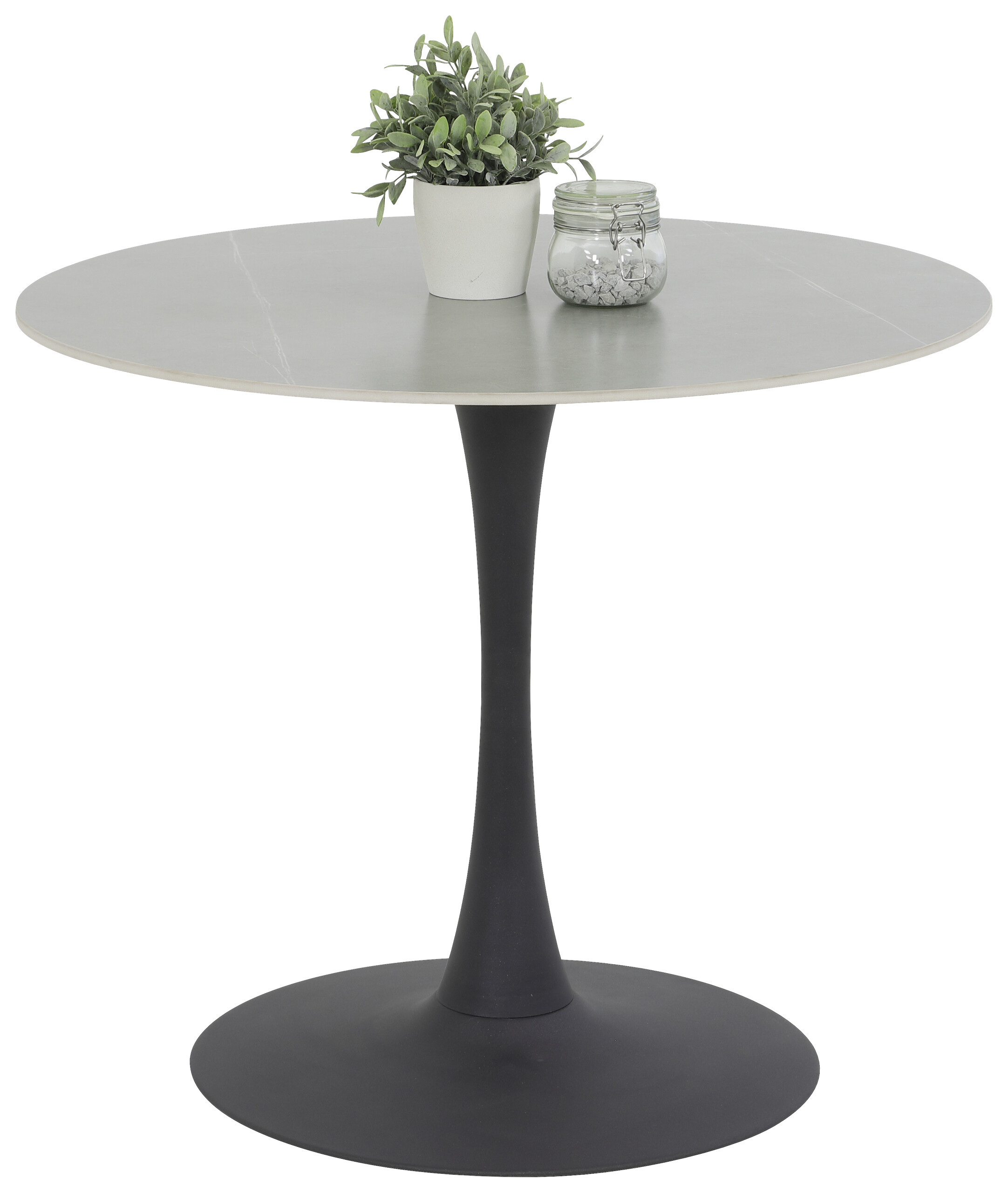 Esstisch Paola I Marmoroptik grau anthrazit H/D: ca. 75x90 cm