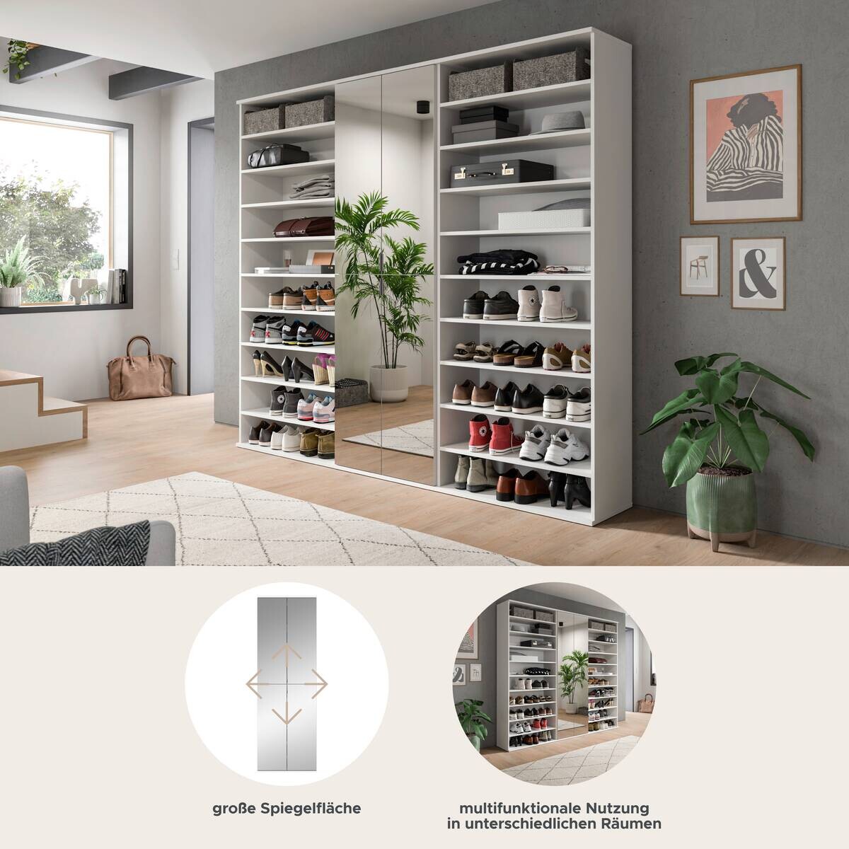 Garderobe PROJEKT X weiß weiß Hochglanz B/H/T: ca. 222x191x37 cm