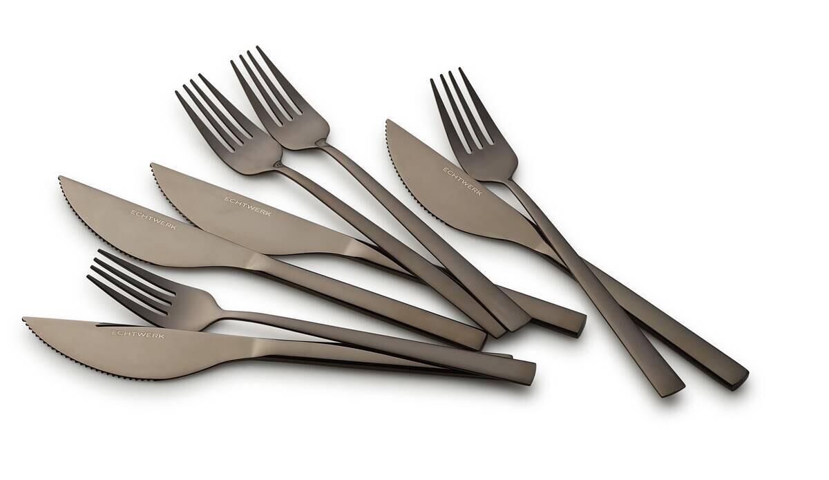 ECHTWERK Besteckset schwarz Edelstahl 8 tlg.