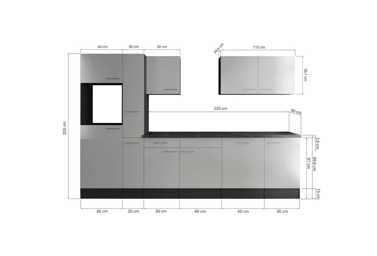 Küchenblock Oliver B/H/T: ca. 310x205x60 cm