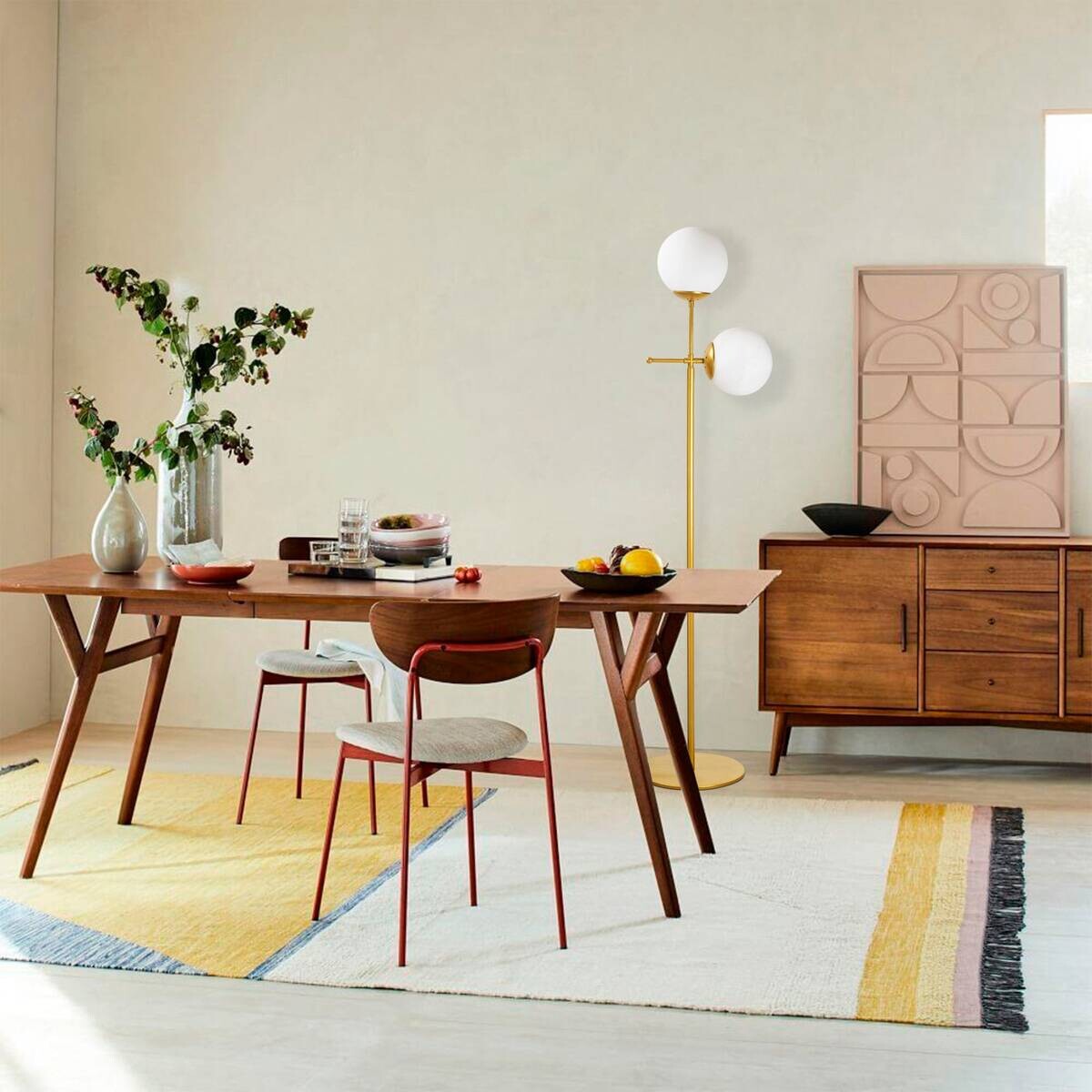 Opviq Stehleuchte gold Metall Glas B/H/T/L: ca. 15x174x15x34 cm E27 2 Brennstellen