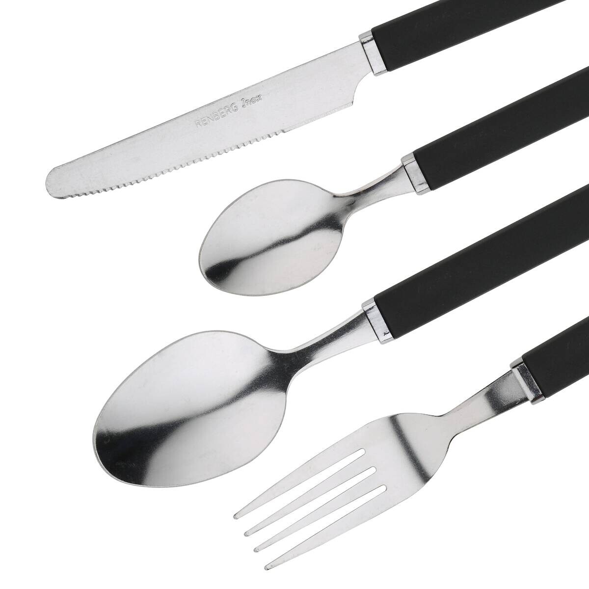 RENBERG Besteckset FUNNY BLACK schwarz Edelstahl 24 tlg.