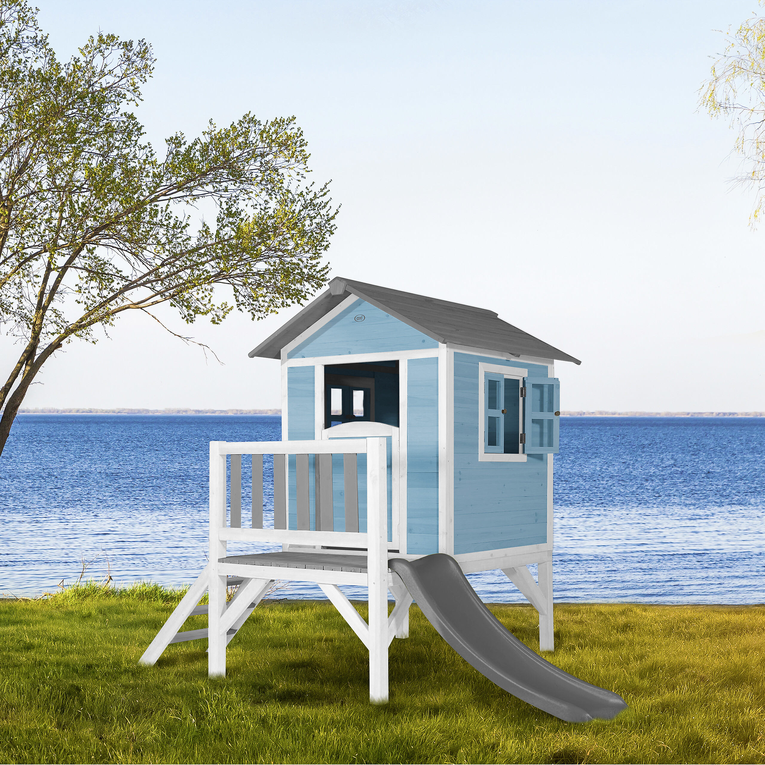 AXI Spielhaus Lodge XL blau B/H/L: ca. 240x189x167 cm