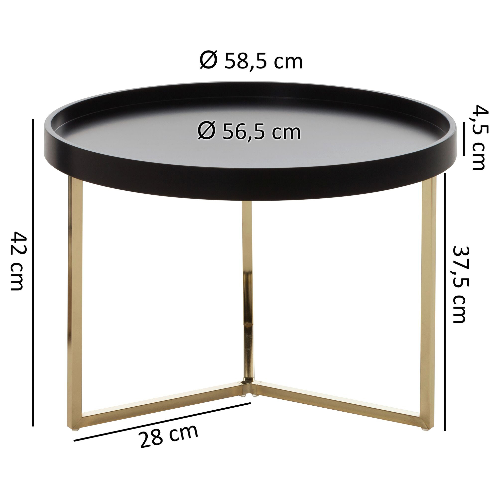 Wohnling Couchtisch schwarz gold B/H/T: ca. 0x42x0 cm