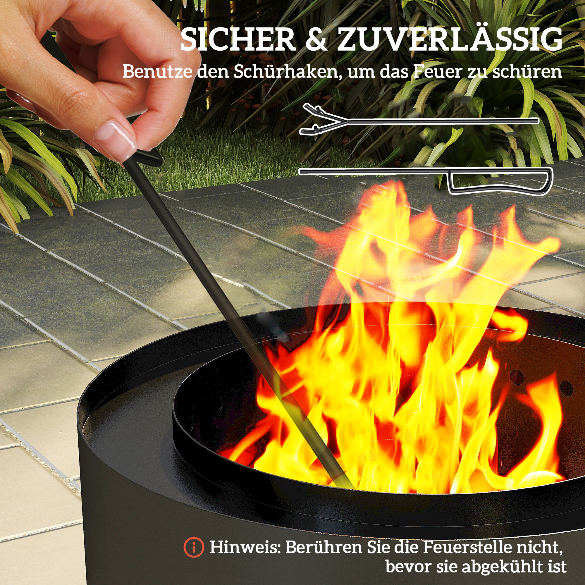 Outsunny Feuerschale schwarz Stahl B/H/L: ca. 45x42x45 cm
