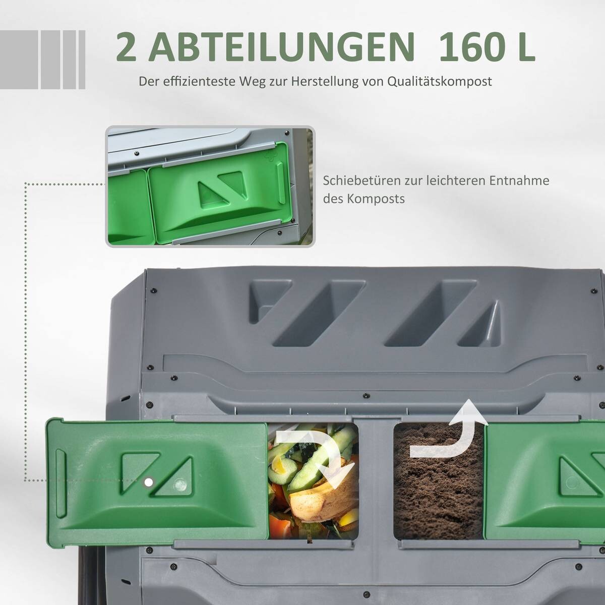 Outsunny Komposttrommel grau B/H/L: ca. 65x96x71 cm