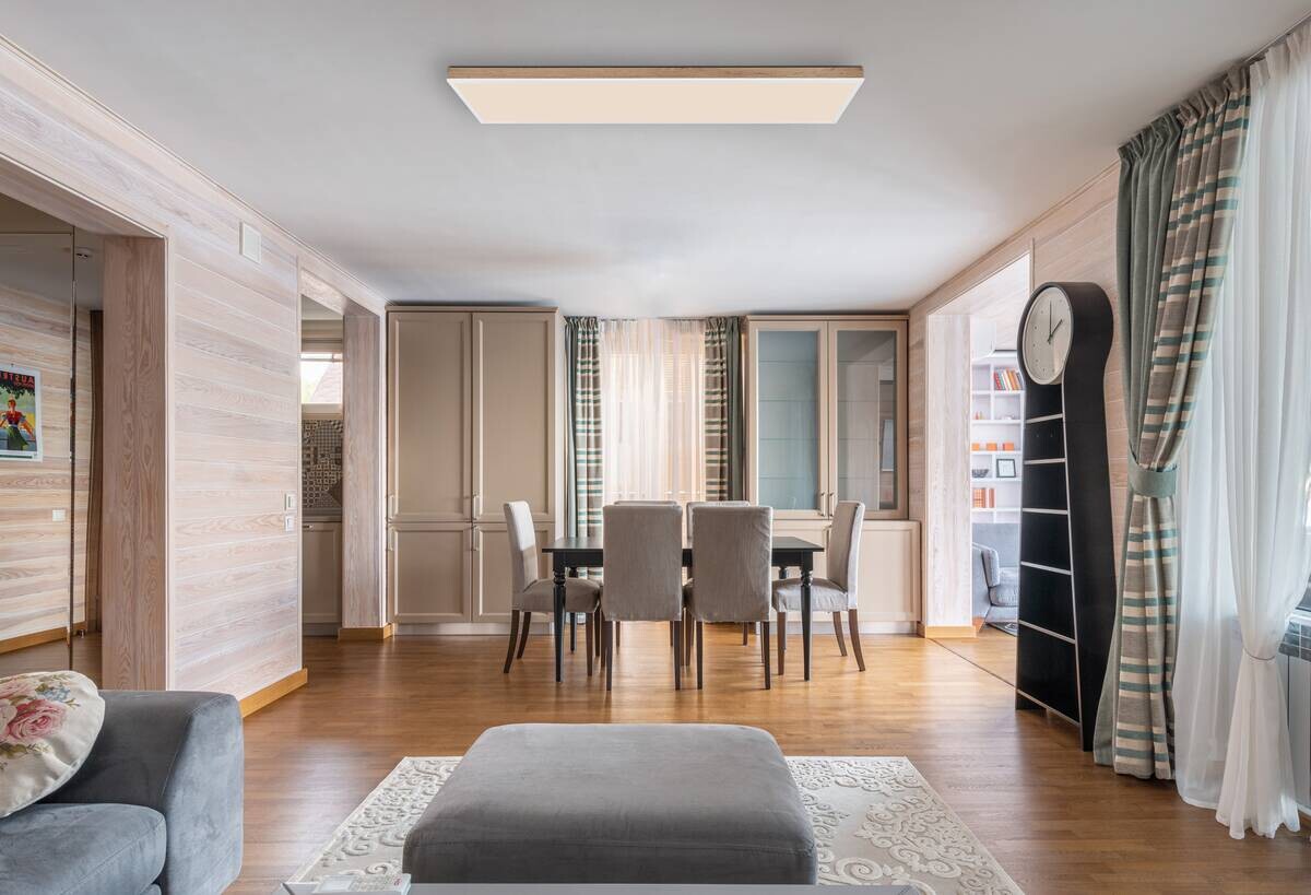 GLOBO LED-Deckenleuchte weiß Opal Kunststoff Aluminium B/H/T: ca. 30x7,5x120 cm