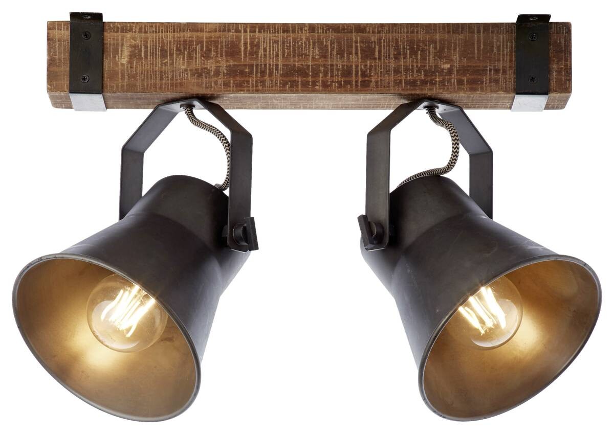 Brilliant Spotbalken Plow schwarz braun Metall Holz B/H/T: ca. 40x24x17 cm E27 2 Brennstellen