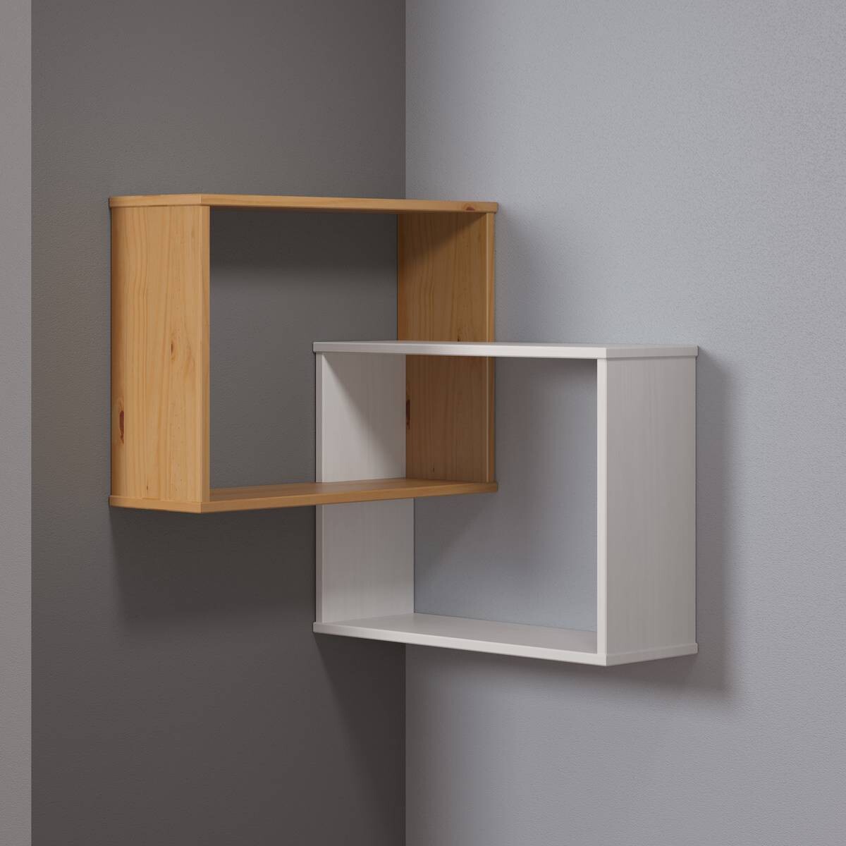 Wandregal Mestre weiß lackiert Optik honig lackiert Optik B/H/T: ca. 60x66x20 cm