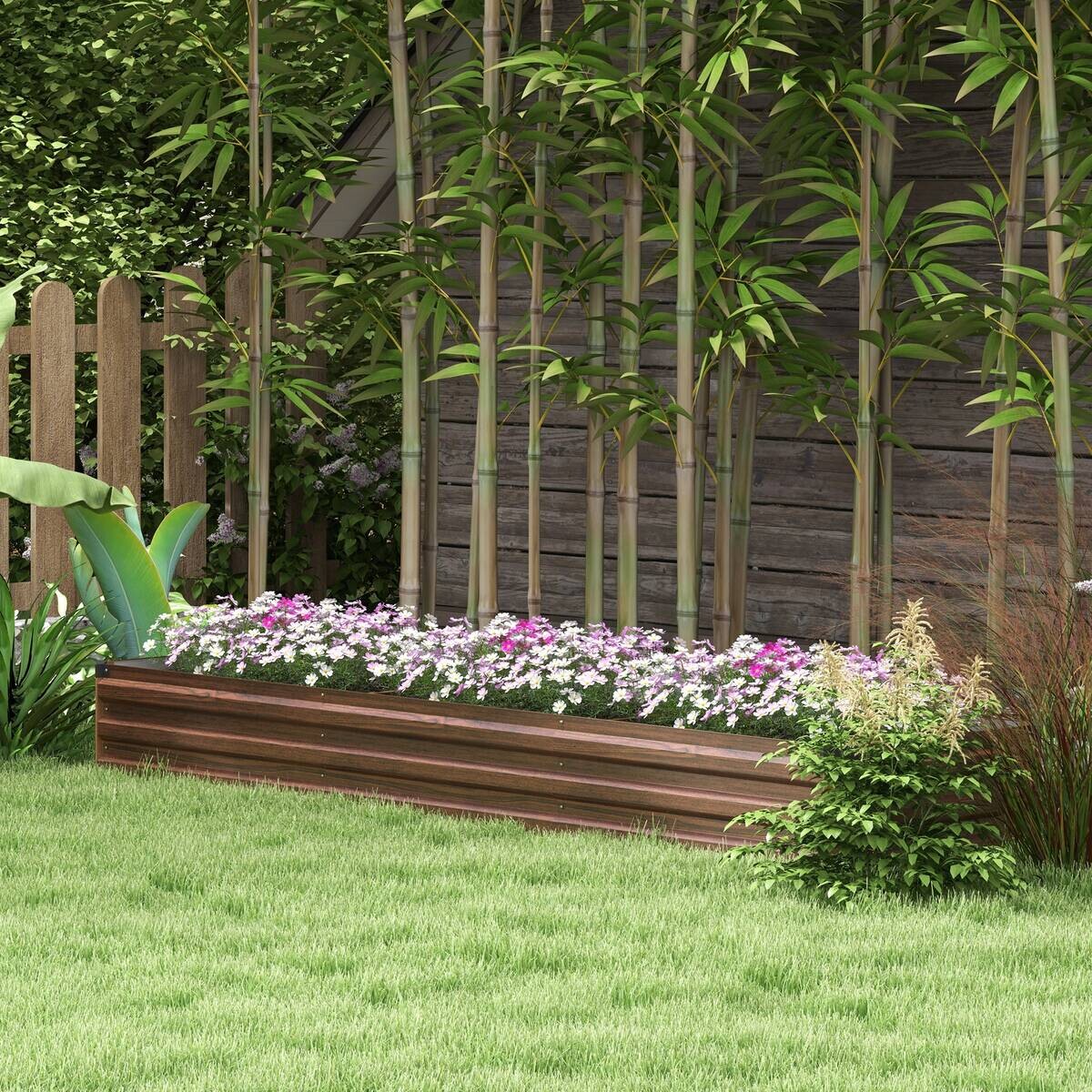 Outsunny Hochbeet braun Stahl B/H/L: ca. 60x30x240 cm