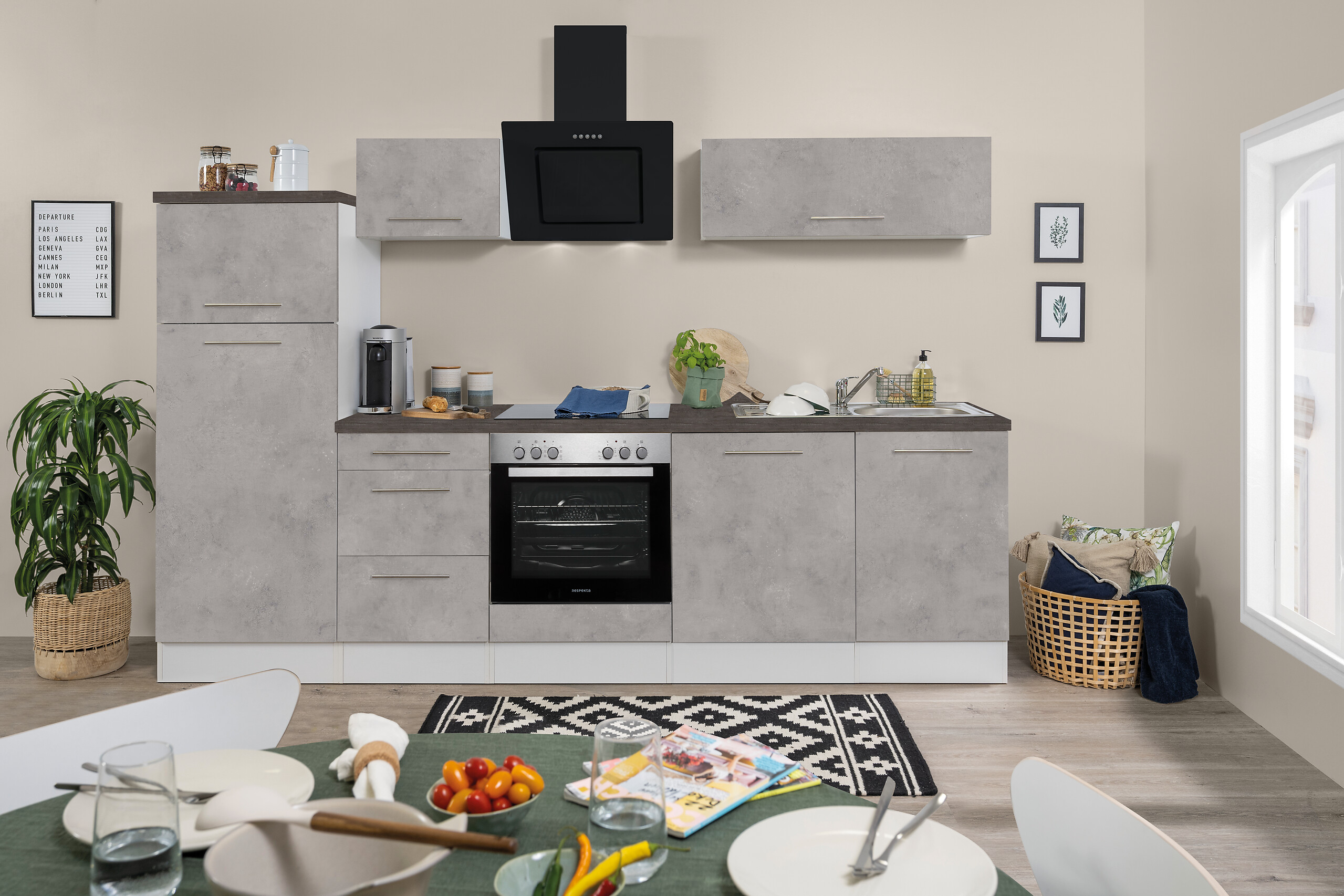 Respekta Küchenblock Amanda Beton Optik B/H/T: ca. 280x200x60 cm Respekta Küchenblock Amanda Beton Optik B/H/T: ca. 280x200x60 cm