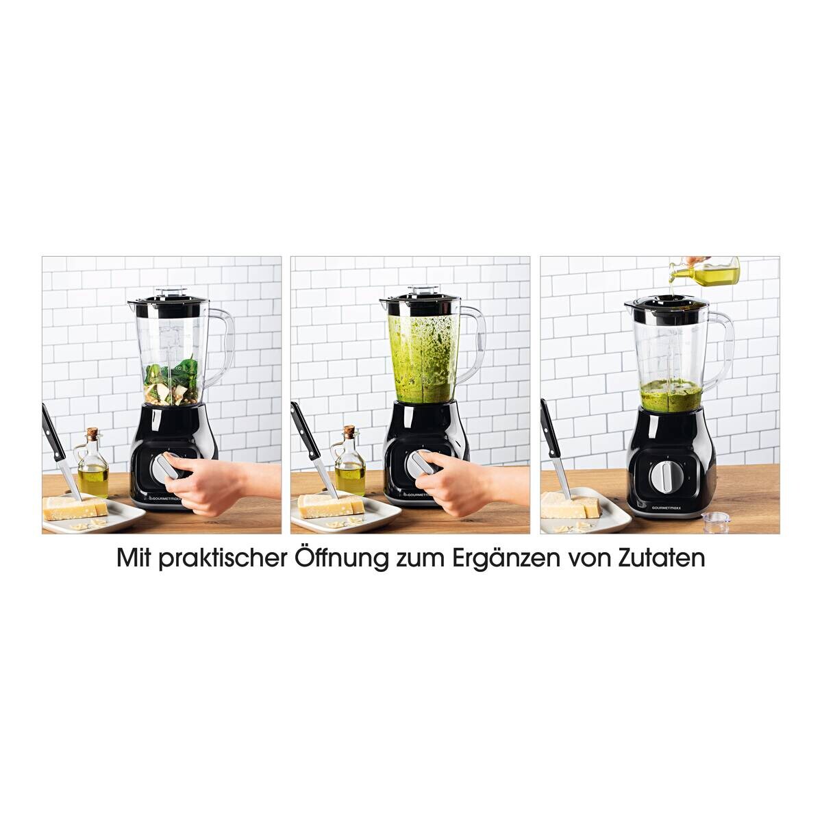 GOURMETmaxx Standmixer schwarz Edelstahl B/H/L: ca. 17,5x37,5x21 cm