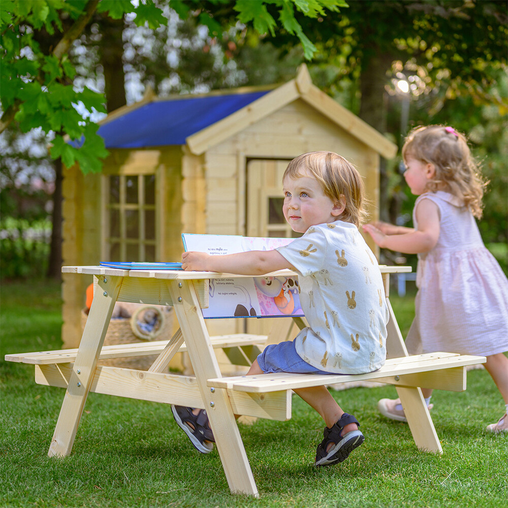 Timbela Kindersitzgarnitur M018 natur Holz B/H/L: ca. 90x50x90 cm