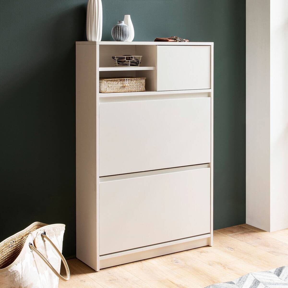 Schuhschrank weiß B/H/T: ca. 71x110x24 cm