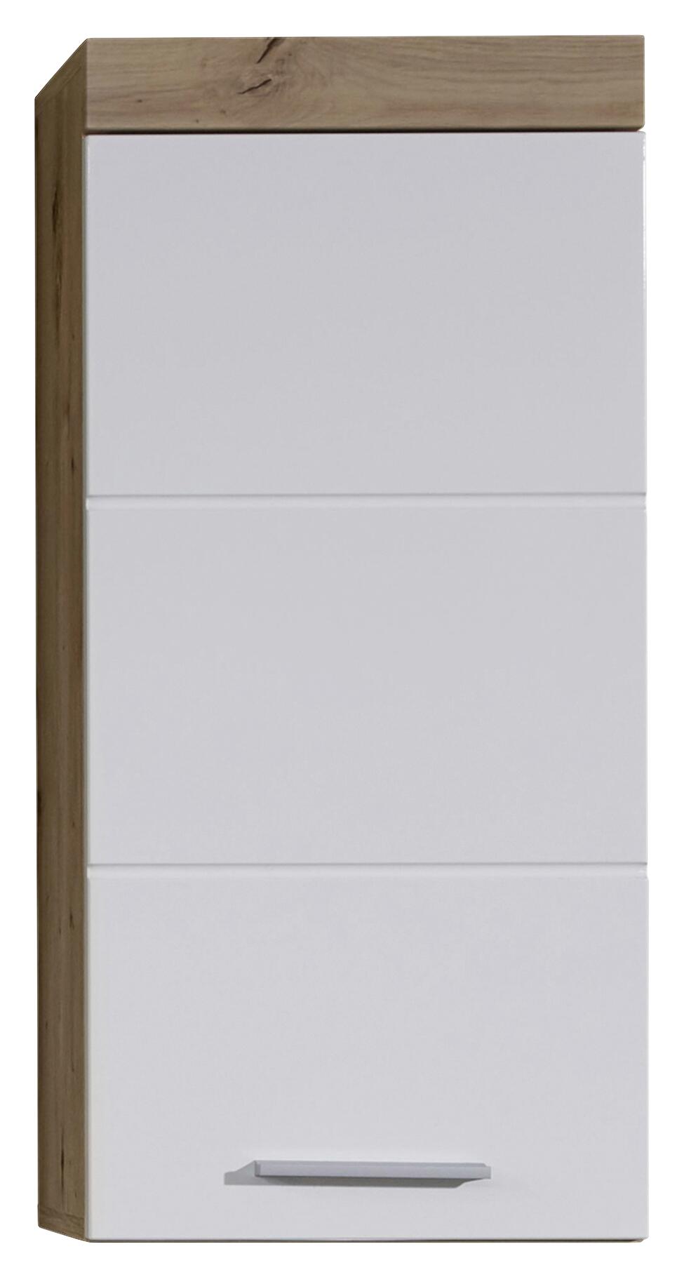 Stauraumelement Amanda weiß Hochglanz Asteiche Nachbildung B/H/T: ca. 37x77x23 cm