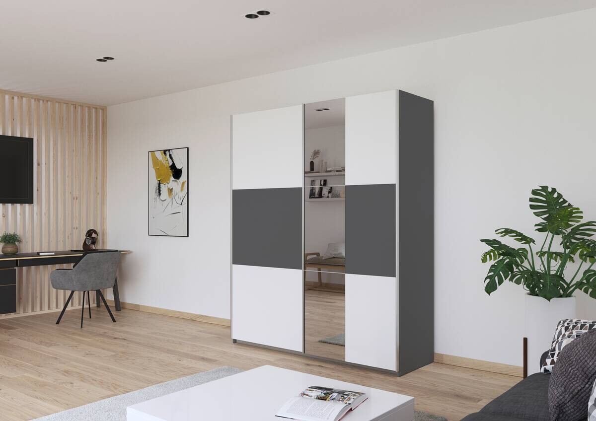 Kleiderschrank Oslo Alpinweiß grau B/H/T: ca. 175x210x59 cm