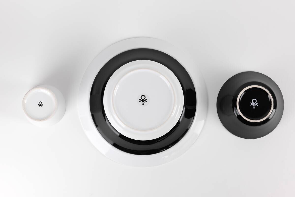 BENETTON Kombiservice Black & white schwarz Steingut 5 tlg.