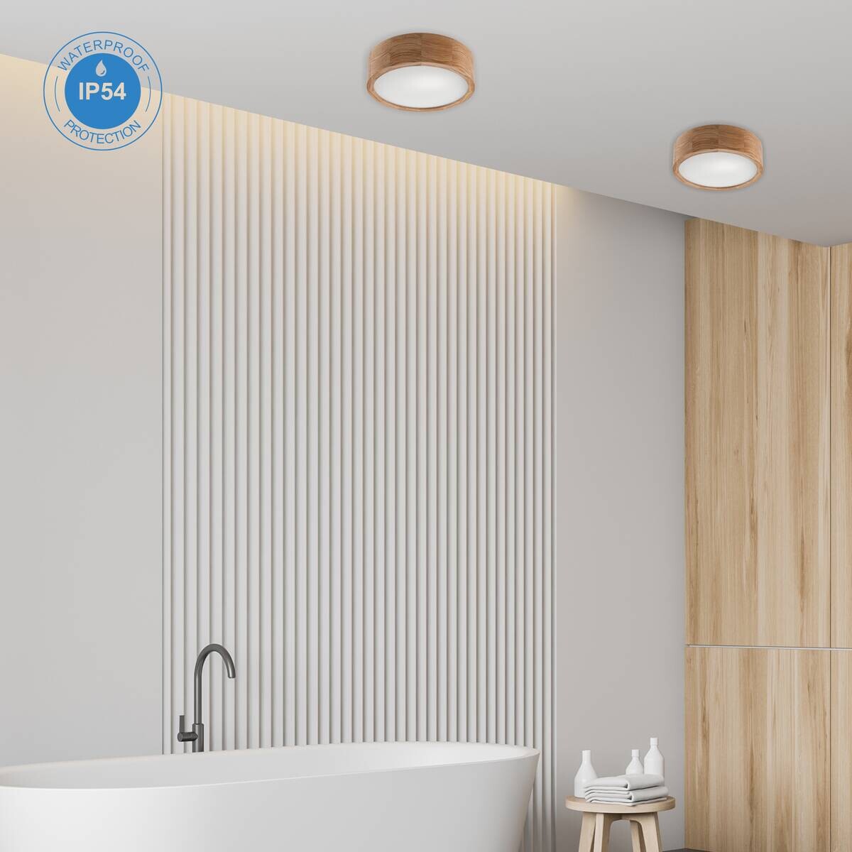 Lamkur Deckenleuchte 49434 Eiche Glas Eiche H/L: ca. 8x27 cm E27 2 Brennstellen