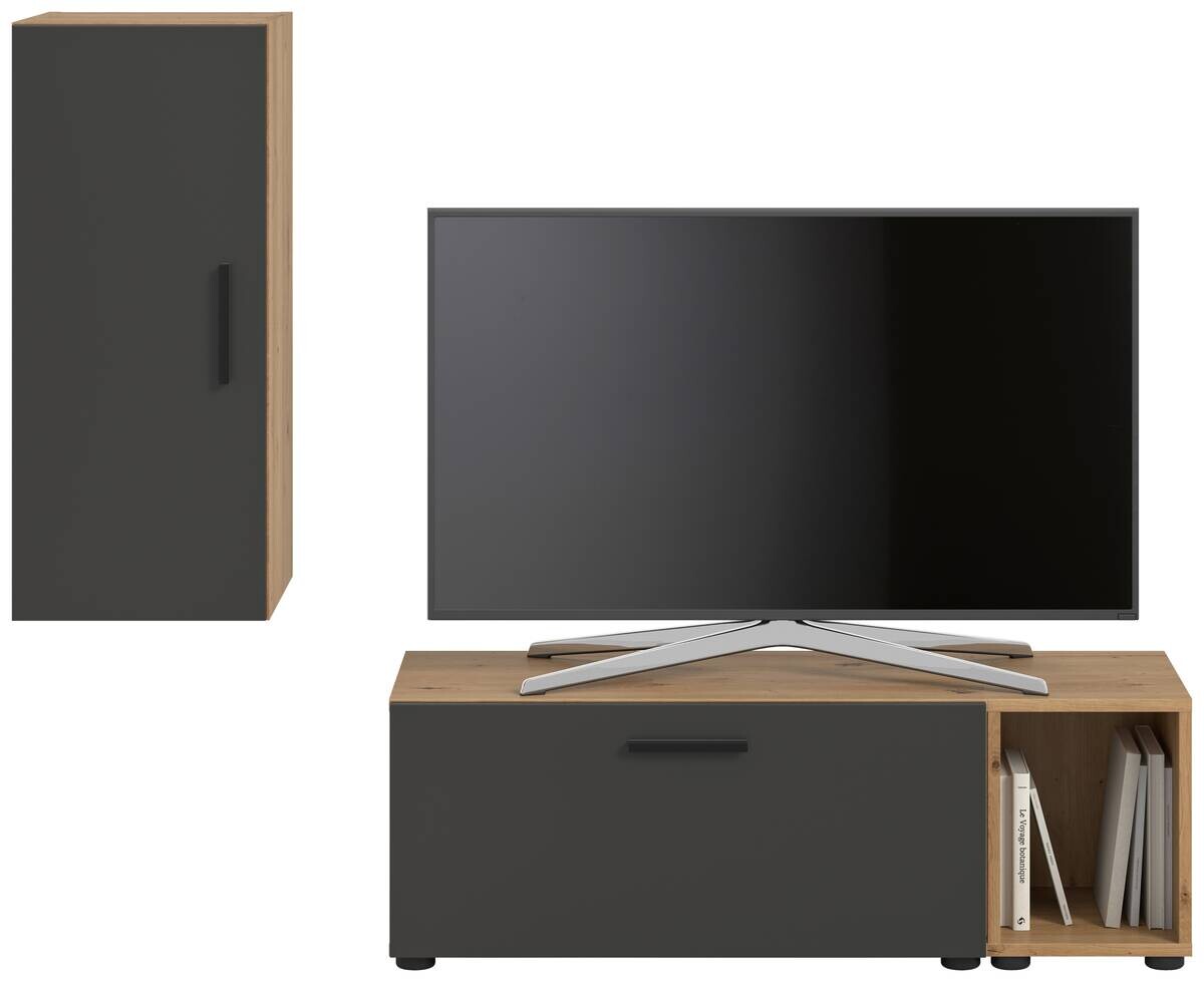 Wohnwand-Set TheOne Eiche Artisan Nachbildung anthrazit B/H/T: ca. 75x32x34 cm