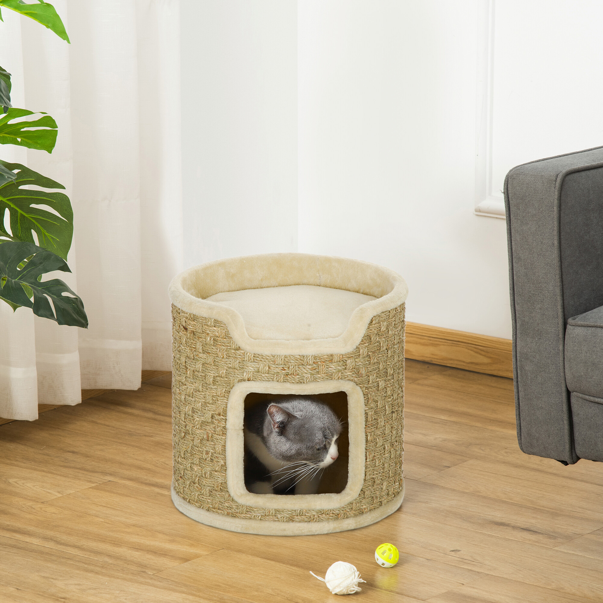 PawHut Kratztonne khaki Polyester B/H/L: ca. 38x37x38 cm