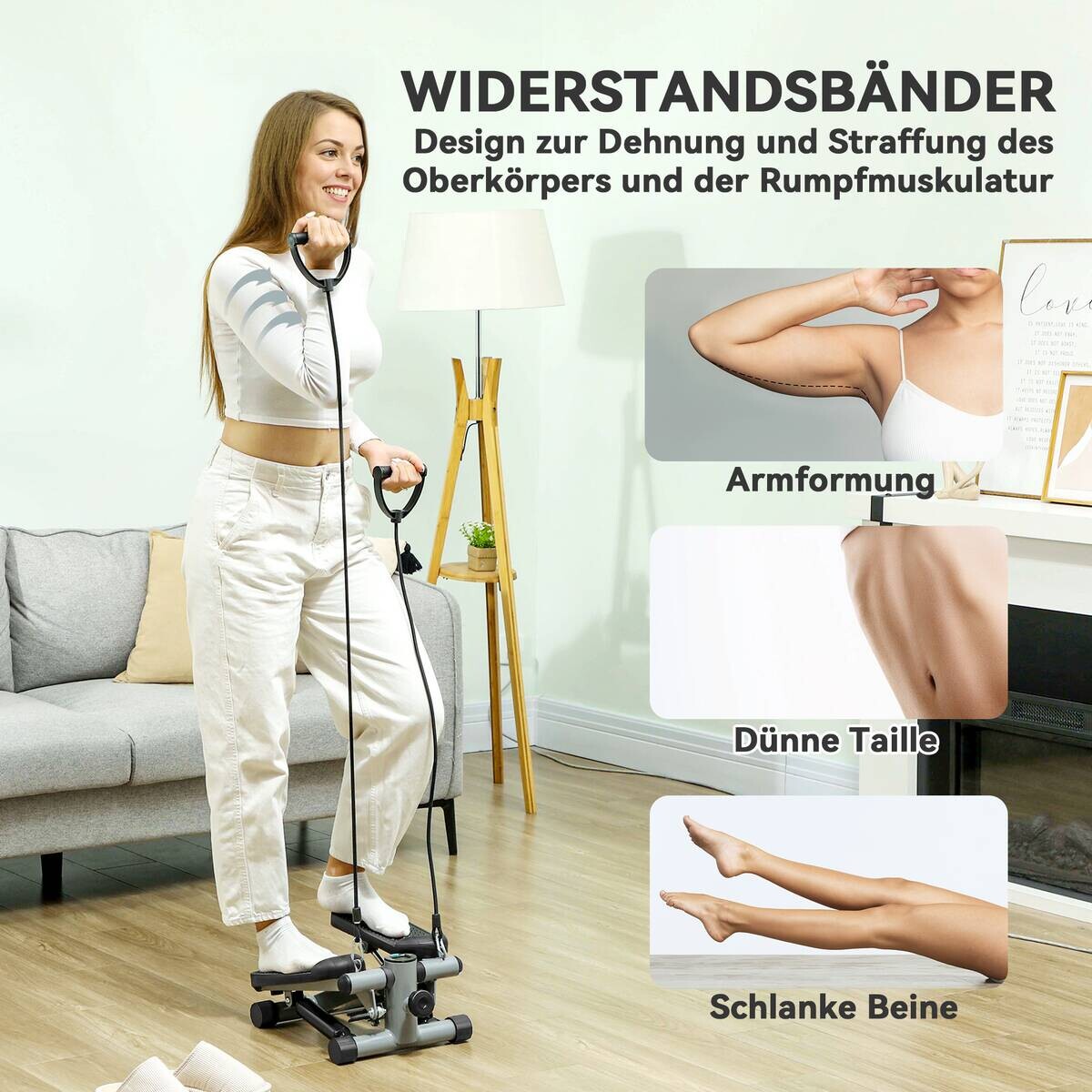 SPORTNOW Mini Stepper grau Kunststoff B/H/L: ca. 30,5x18,5x41 cm