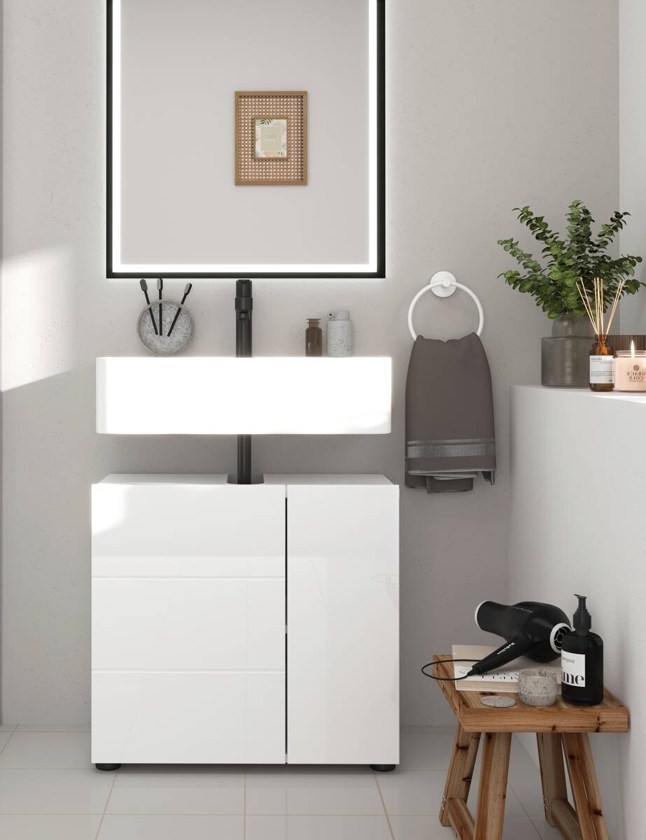 Waschbeckenunterschrank Vira weiß Hochglanz B/H/T: ca. 60x57x34 cm