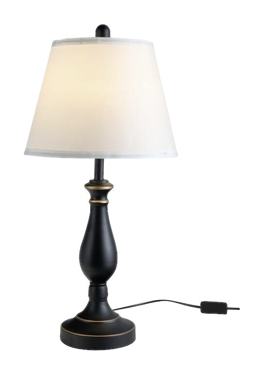 HOMCOM 3er Lampenset schwarz weiß Metall Polyester-Mischgewebe Stoff B/H/L: ca. 38x158x38 cm E27 3 Brennstellen