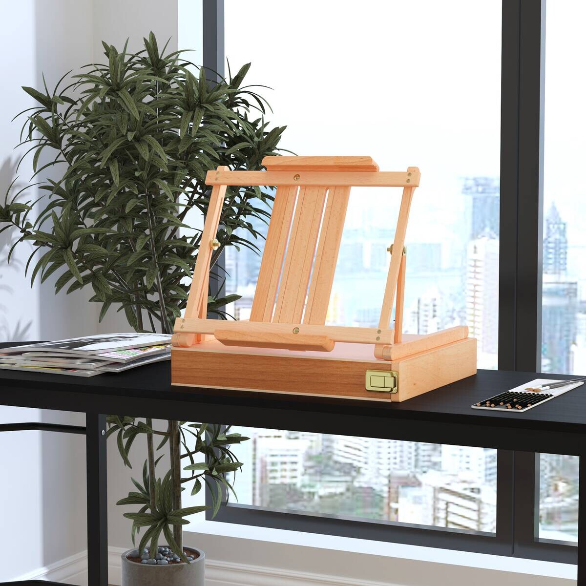 HOMCOM Staffelei natur Edelstahl B/H/L: ca. 36x42x12,5 cm