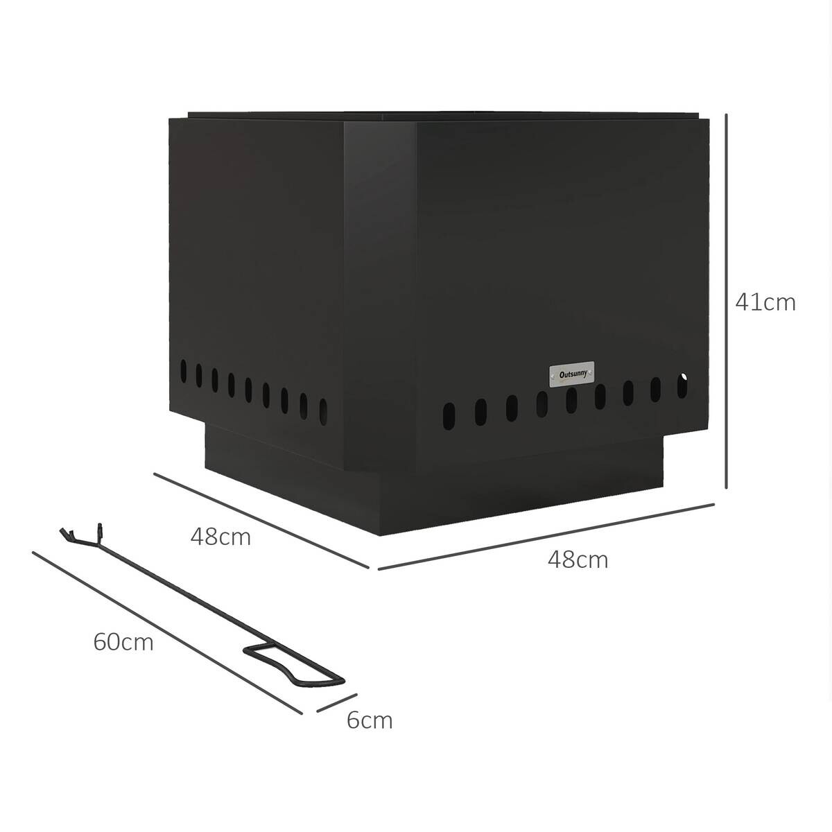 Outsunny Feuerschale schwarz Metall B/H/L: ca. 48x41x48 cm
