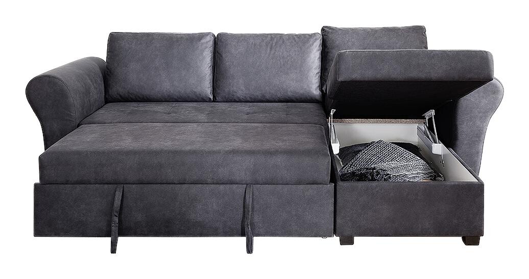 Ecksofa mit Bettfunktion und Bettkasten anthrazit B/H/T: ca. 260x89x155 cm