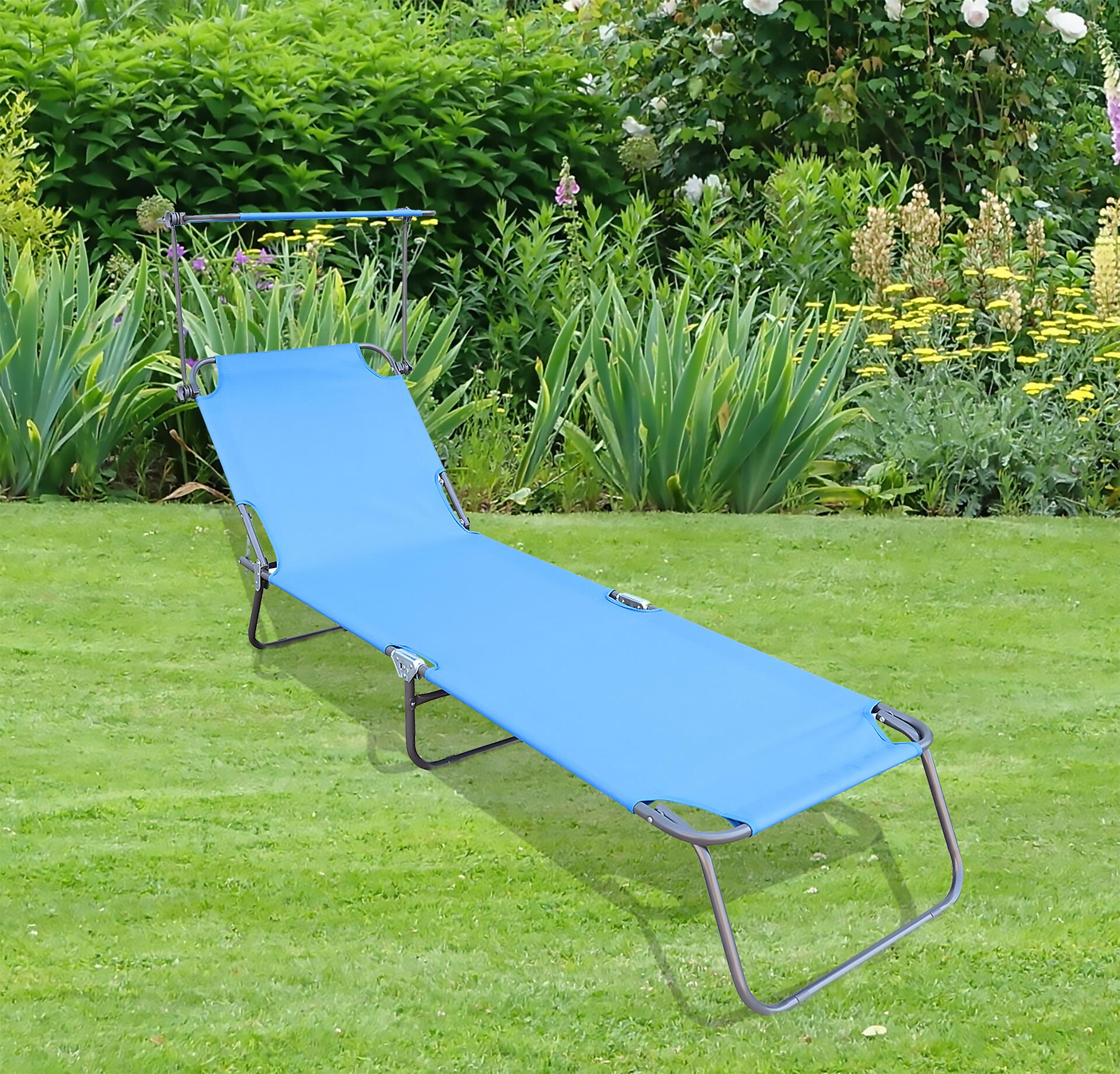 VCM Sonnenliege blau Polyester-Mischgewebe B/H/L: ca. 55x34x190 cm