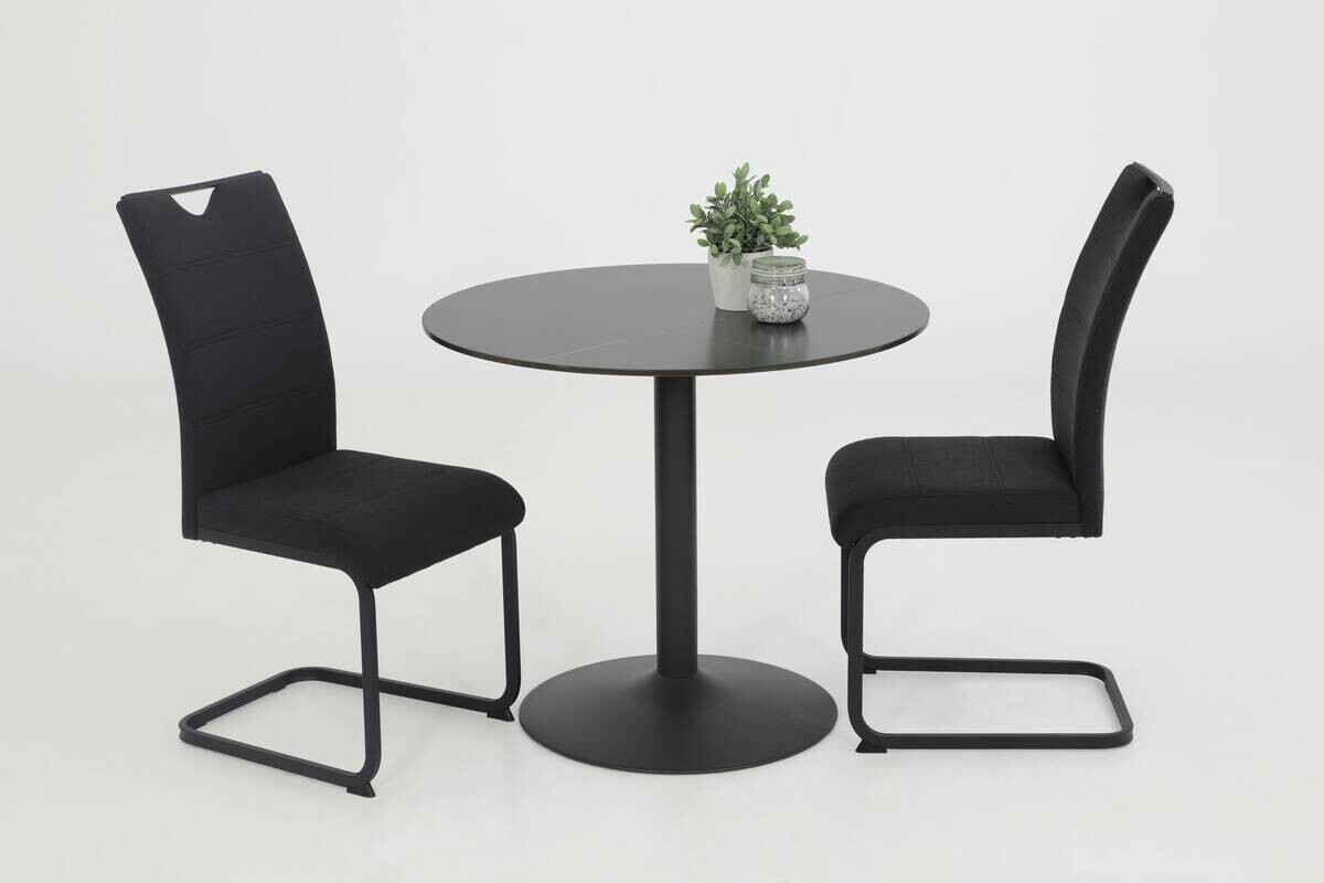 Esstisch Paola II Marmoroptik schwarz anthrazit H/D: ca. 75x90 cm