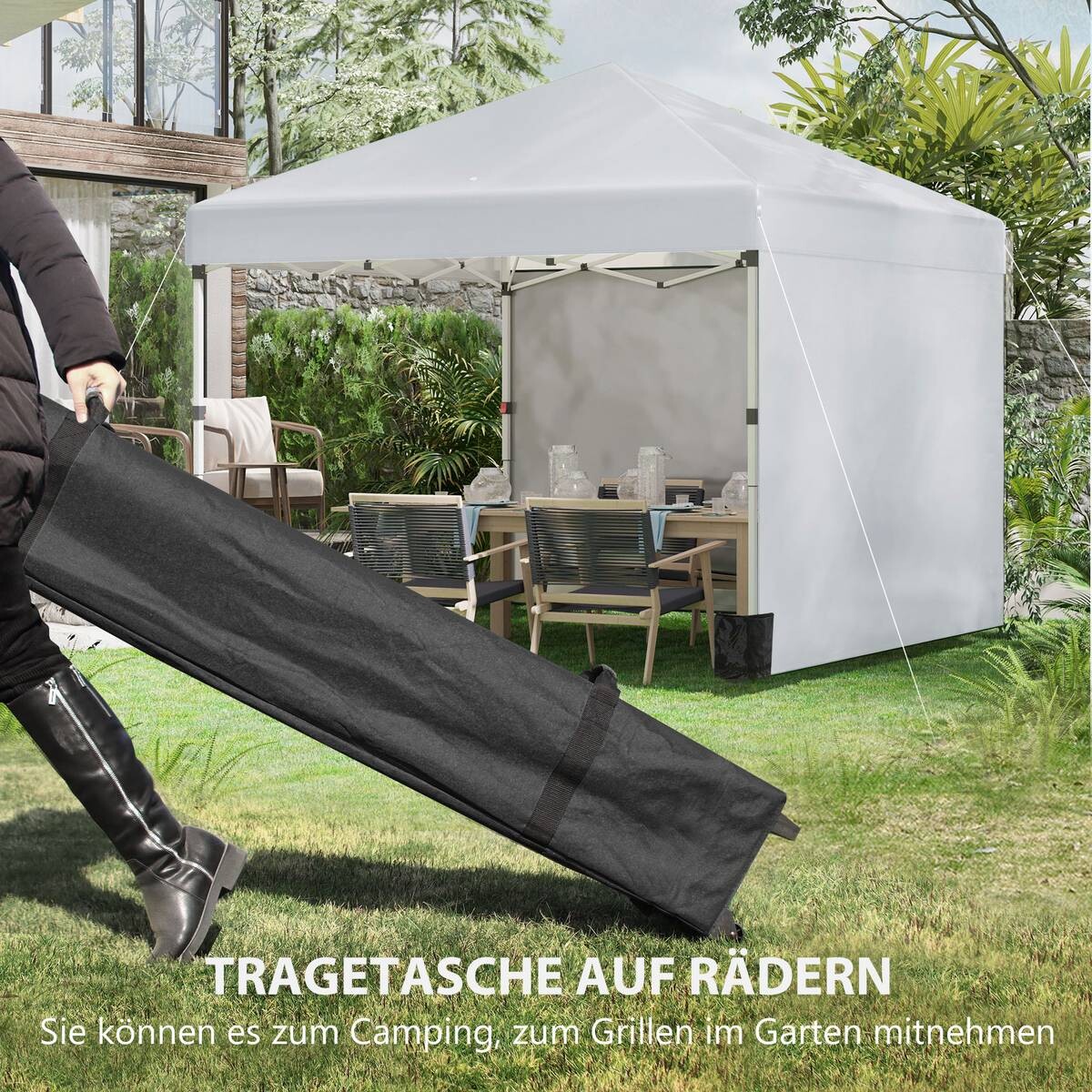 Outsunny Faltpavillon hellgrau Stahl B/H/L: ca. 297x274x297 cm