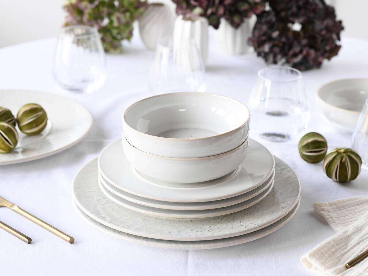 CreaTable Tafelservice Unico Toscania offwhite Steinzeug 12 tlg.