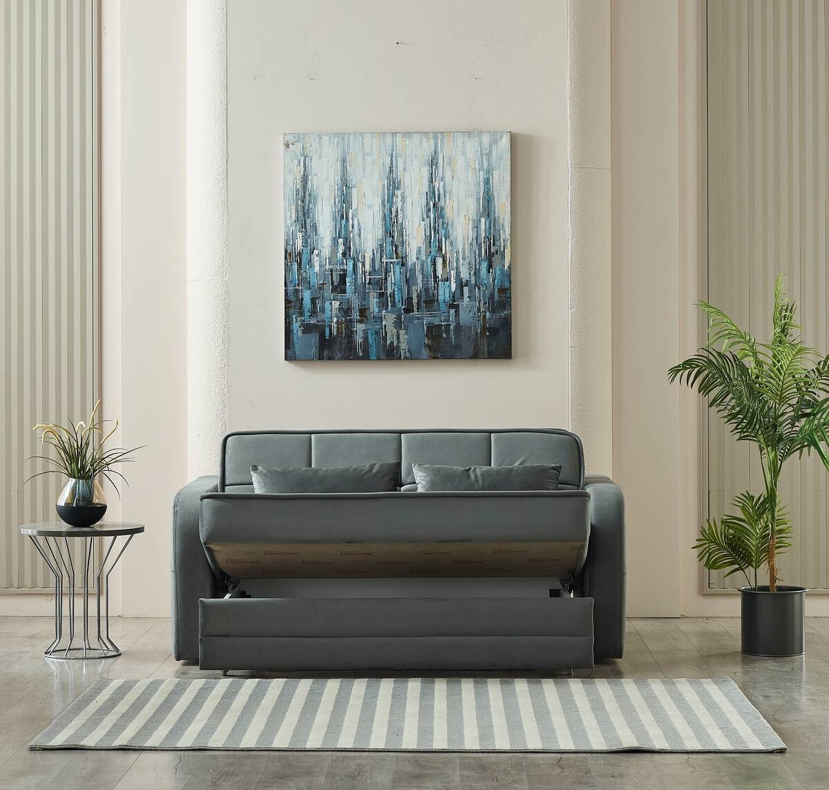 Schlafsofa Moleron grau Polyester B/H/T: ca. 171x94x111 cm