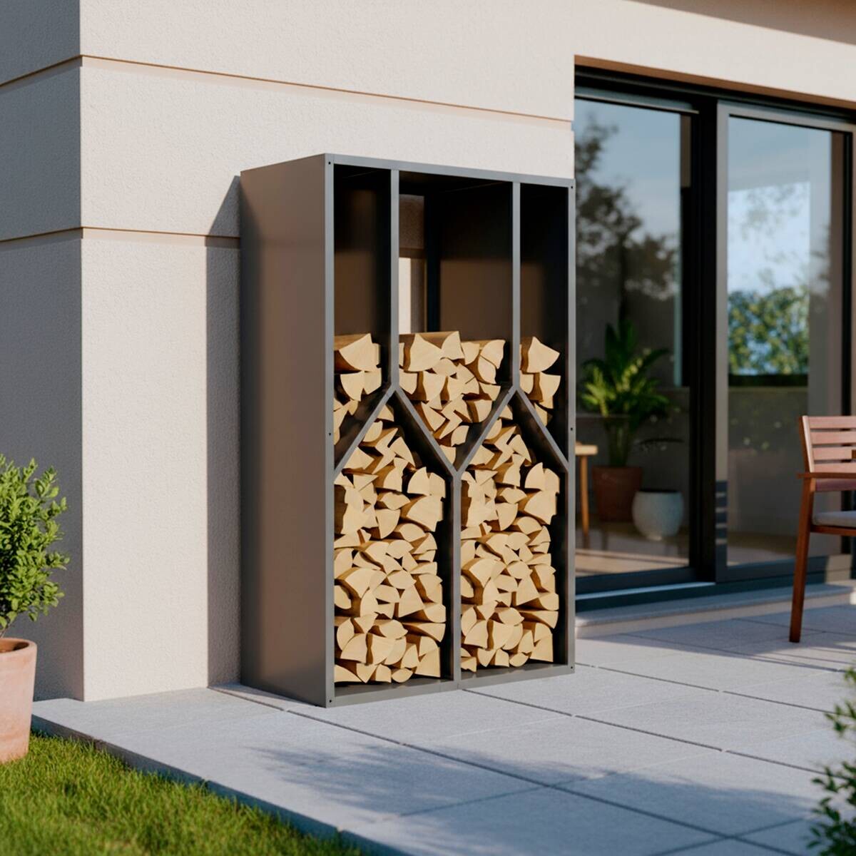 Westmann Kaminholzregal Castra anthrazit B/H/L: ca. 95x160x50 cm