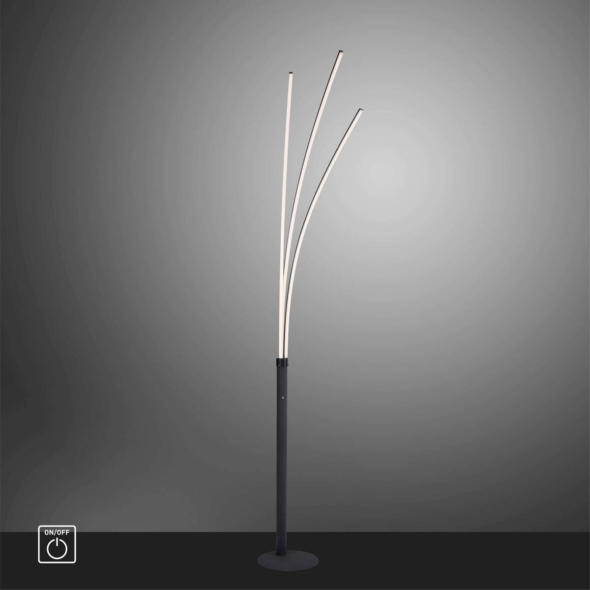 Just Light LED-Stehleuchte MAJA 15383-18 schwarz Eisen Kunststoff B/H/T: ca. 58x215x80 cm 3 Brennstellen