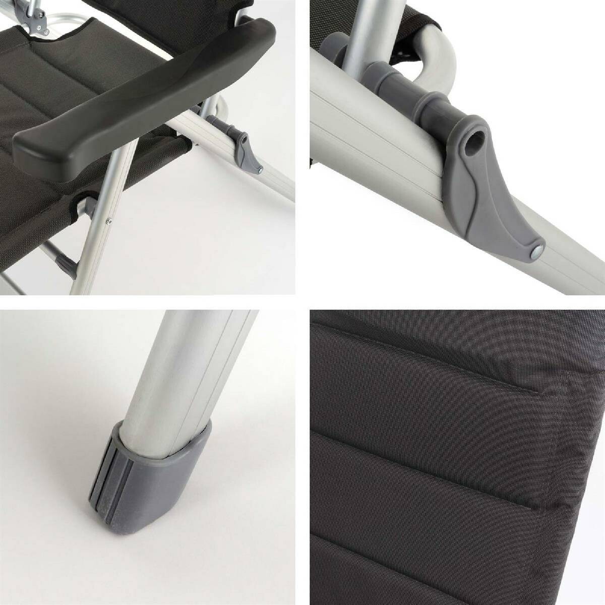 VCM Campingstuhl-Set grau Polyester-Mischgewebe B/H/T: ca. 63x122x58 cm